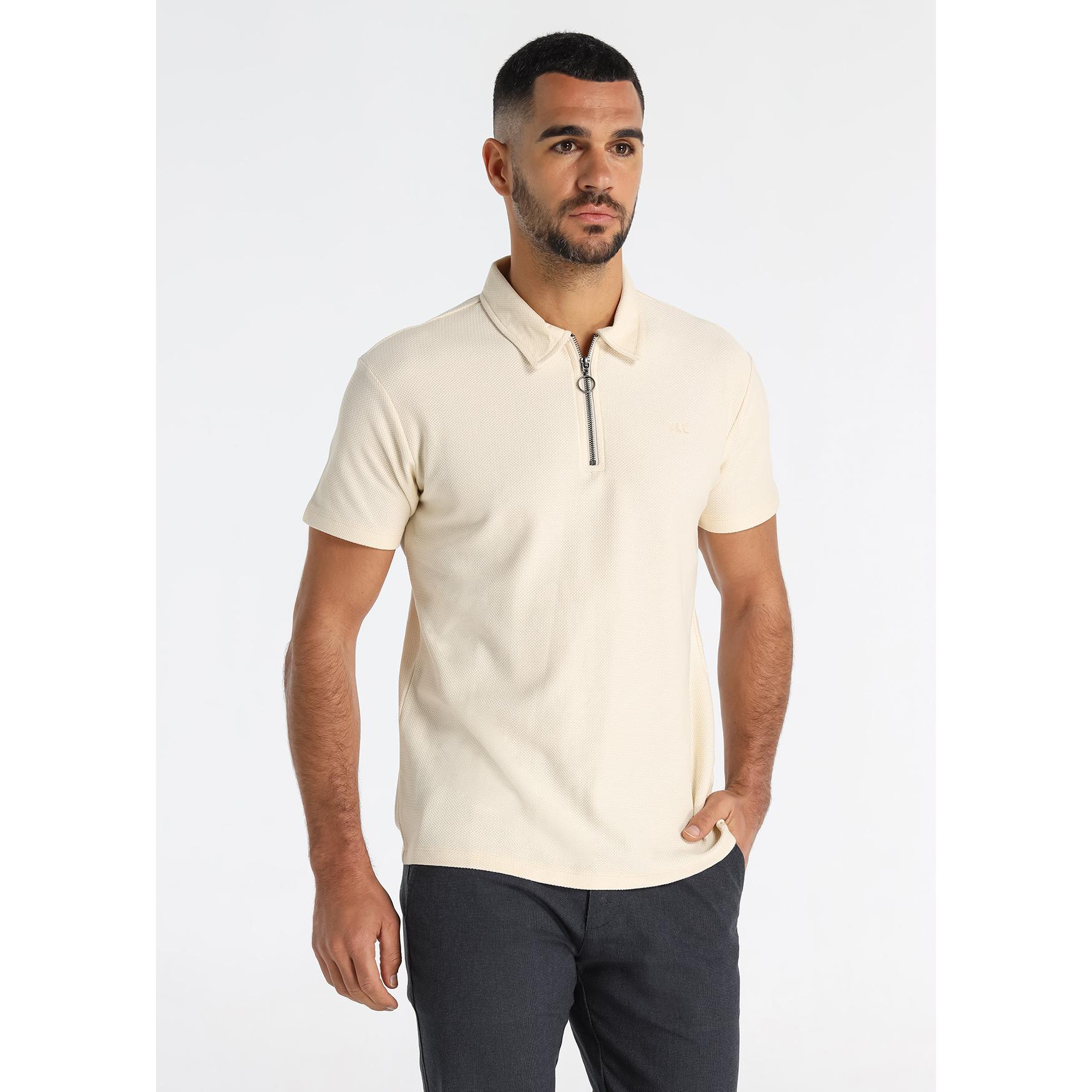 Victorio & Lucchino - Polo de Piqué con Cuello de Cremallera en Algodón Beige