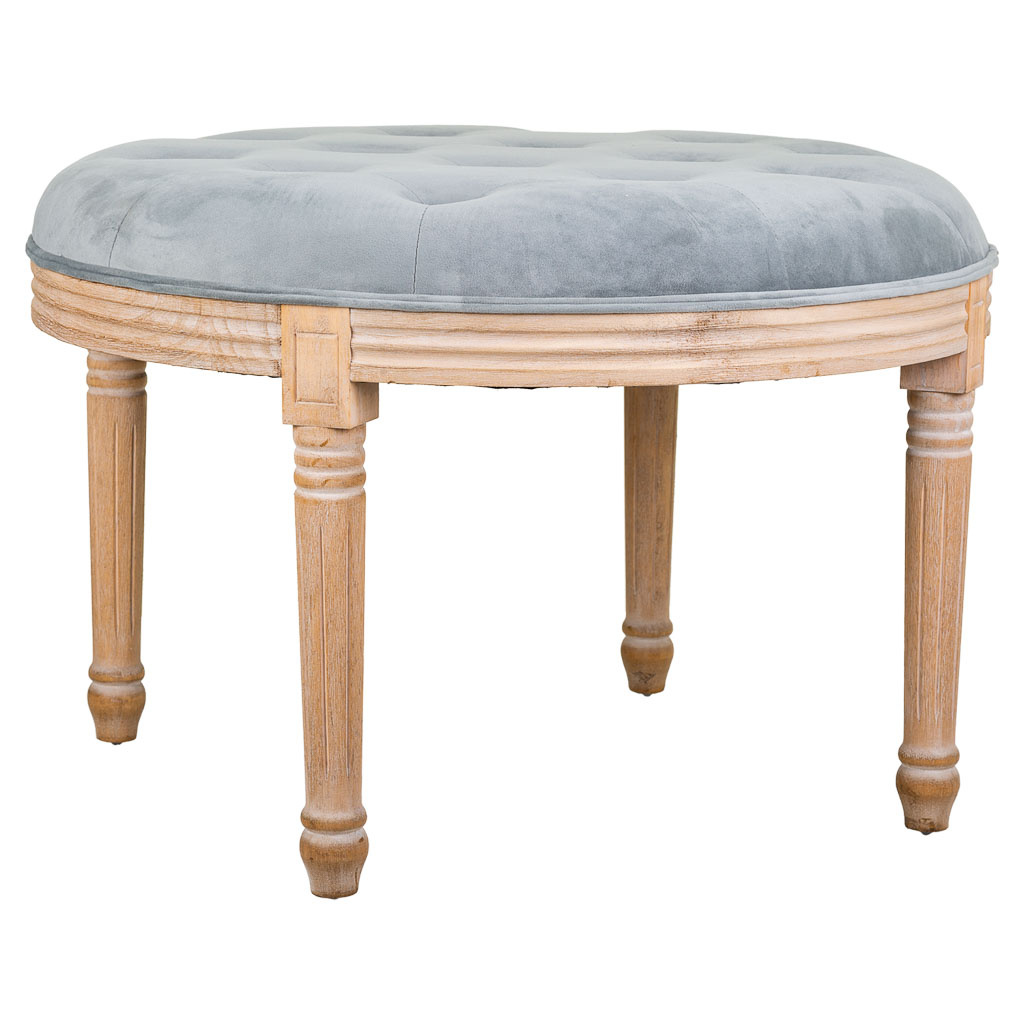Wonderlust Deco - Banqueta de madera tapizada gris d70x47 Gris D70x47h cm