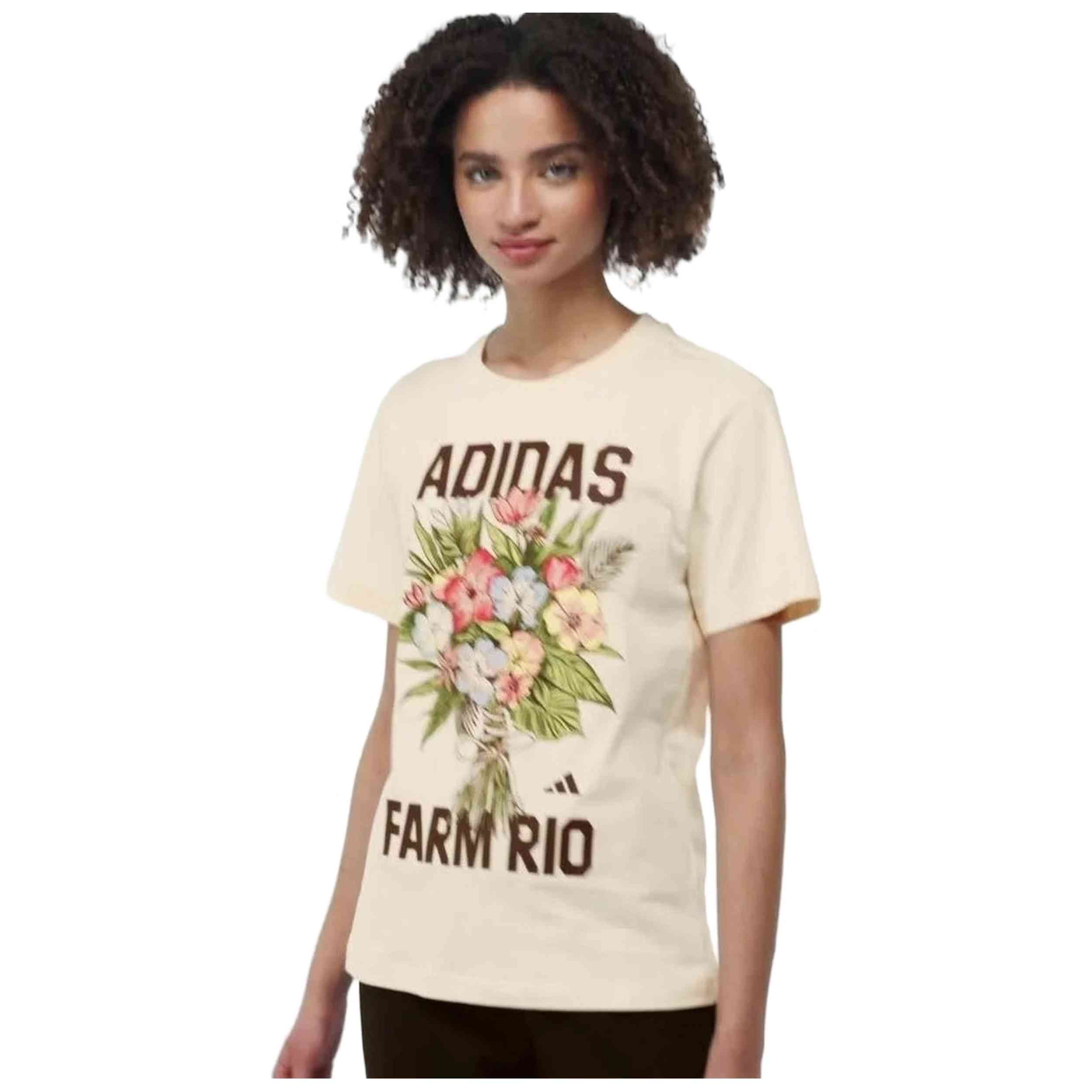 Camiseta De Manga Corta Adidas modelo X Farm Rio Graphic T Shirt para Mujer en color Beige