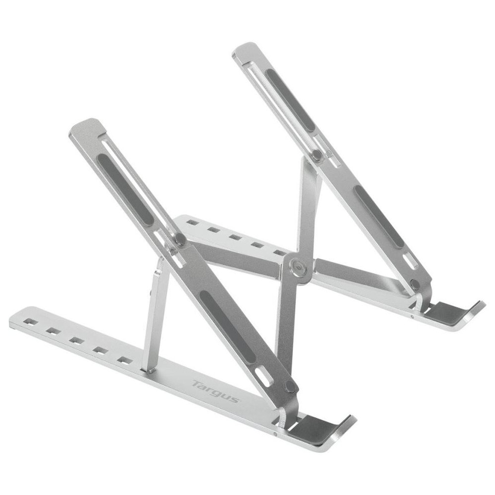 Targus - Soporte ergonómico para portátil y tablet hasta 15,6 pulgadas con 6 alturas ajustables, fabricado en aluminio ligero y resistente, incluye funda gris