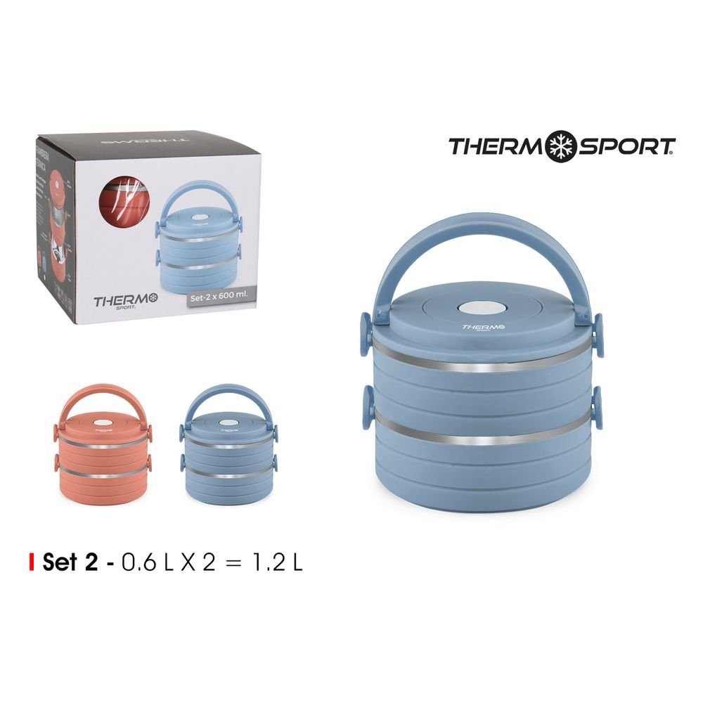 INDE FIAMBRERA DOBLE PLAST-ACERO 0.6L SURTIDO THERMO SPORT 15x15x13 Cms.