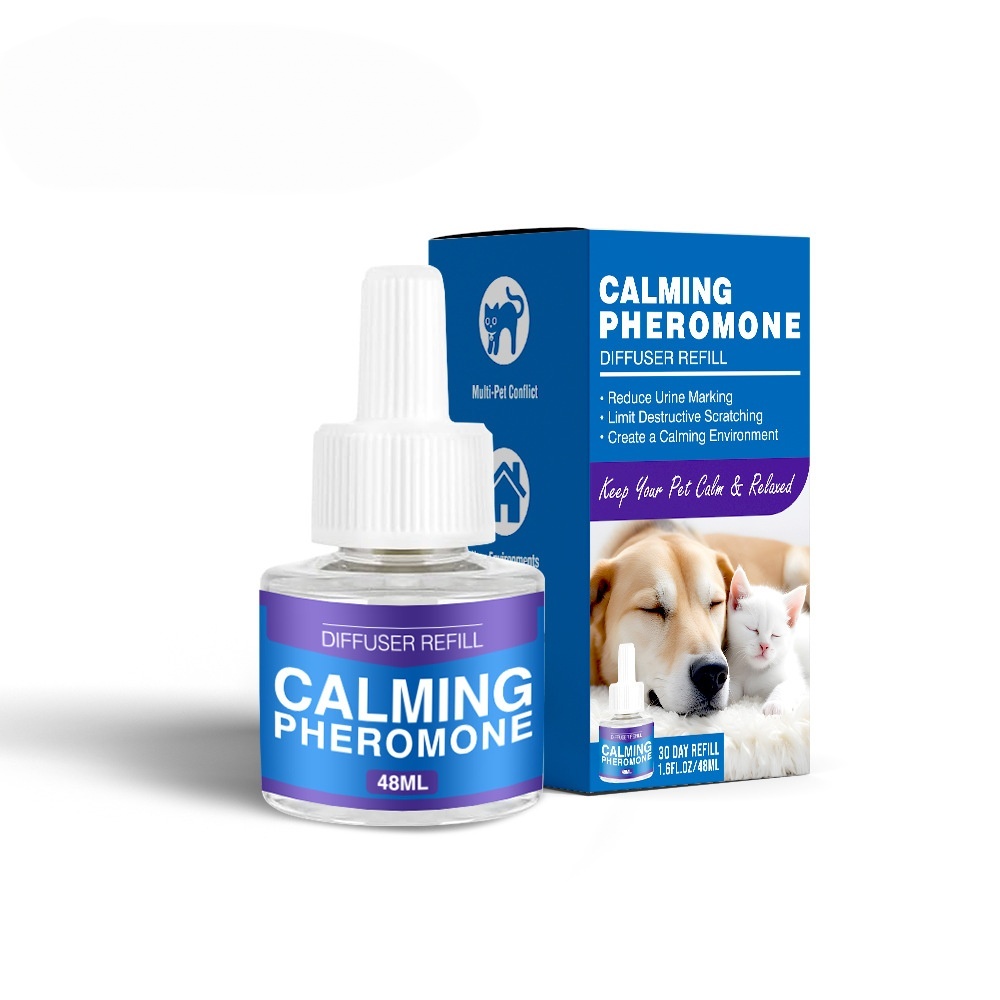 Feromona calmante para perros y gatos, líquido para aliviar el estrés y las emociones de las mascotas.