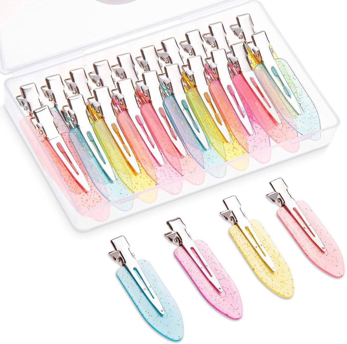 20 naadloze, kreukvrije haarclips, haarstylingtools, geschikt voor pony's, golvend haar, make-up en andere styling. Kleur 4