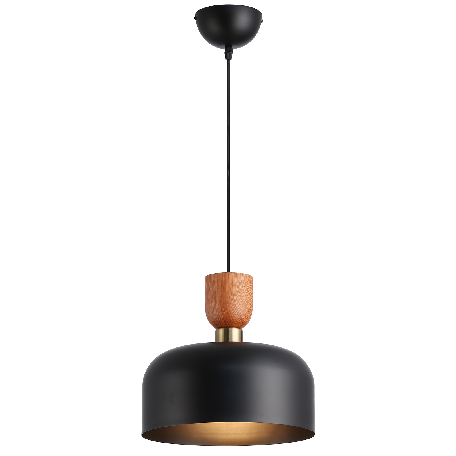 ALPINALUZ Lámparas colgantes modernas de 30cm con pantalla de madera y metal , ajustables. Base E27.