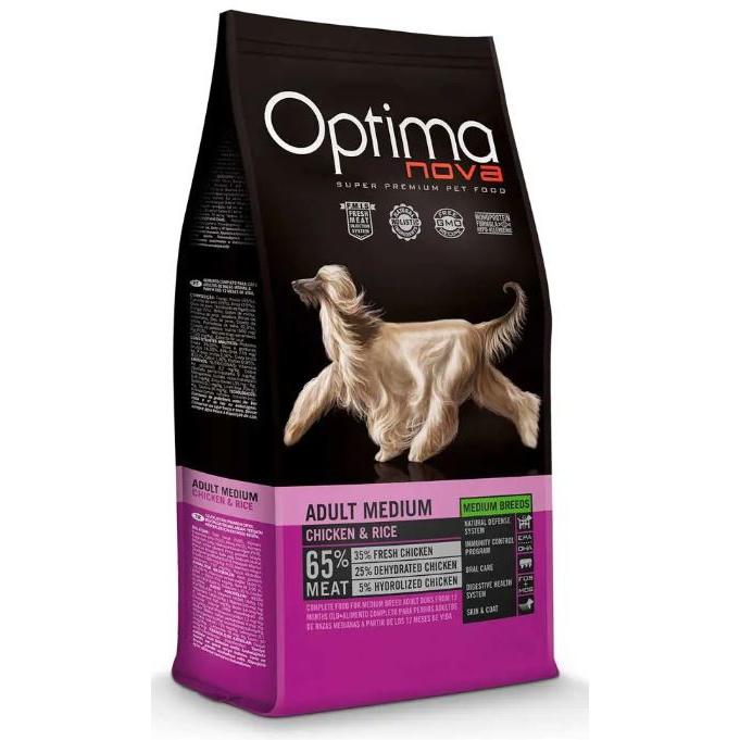 Optima Nova – Pienso para perros adultos medianos Optima Nova pollo y arroz. 12 Kg