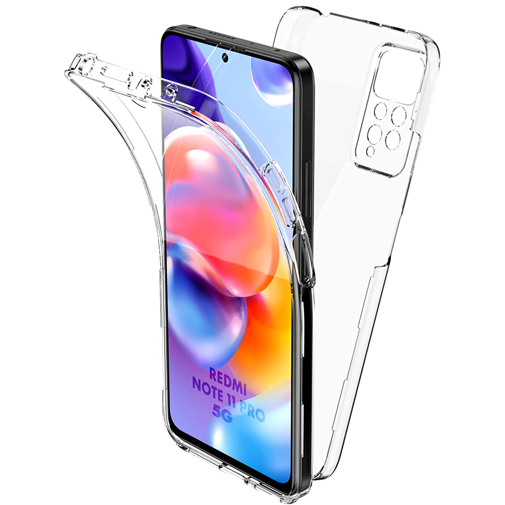 Funda Para Xiaomi Redmi Note 13 12 11 10 9 8 7 8T 9S Mi 11 11T 12 12X 12T Pro Lite 13C Poco C65 Doble Cobertura 360 Transparente Carcasa Híbrida Delantera Flexible + Trasera Rígida Anti golpes Antiarañazos Absorbe Impactos Ajuste Perfecto