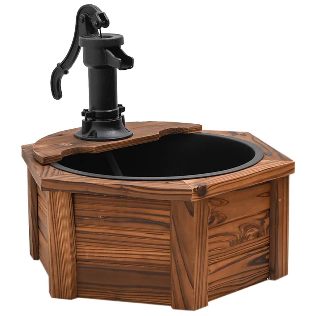 vidaXL Fuente de agua con bomba madera maciza de abeto 57x57x53 cm