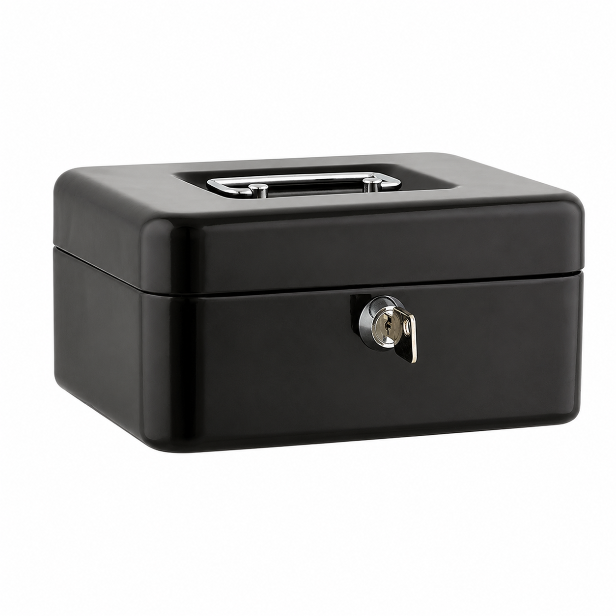 Caja de Caudales Metálica con Llave, Caja para Dinero con Bandeja Extraíble para Monedas, Caja Fuerte Portátil para Efectivo, Documentos y Objetos de Valor, Disponible en Negro, Azul y Rojo