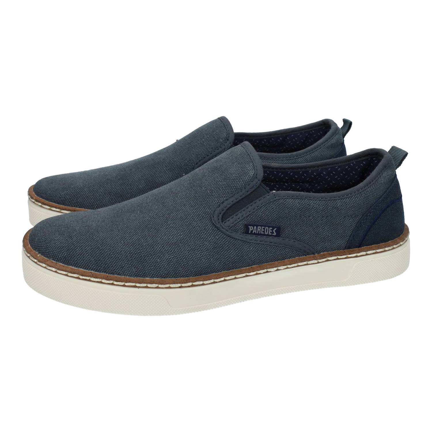 Zapatillas marca PAREDES para hombre en color azul marino. Zapatillas Paredes hombre slip-on de lona, sin cordones, cómodas y transpirables con suela de goma
