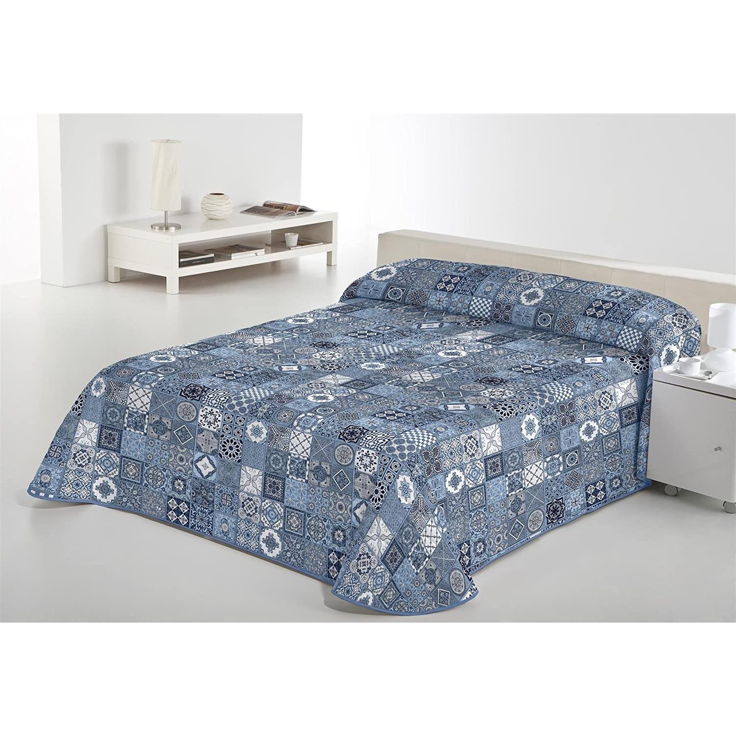 SABANALIA - Colcha estampada Rustik (Disponible en varios tamaños y colores) | Colcha ideal para primavera y verano | Producto ligero y decorativo
