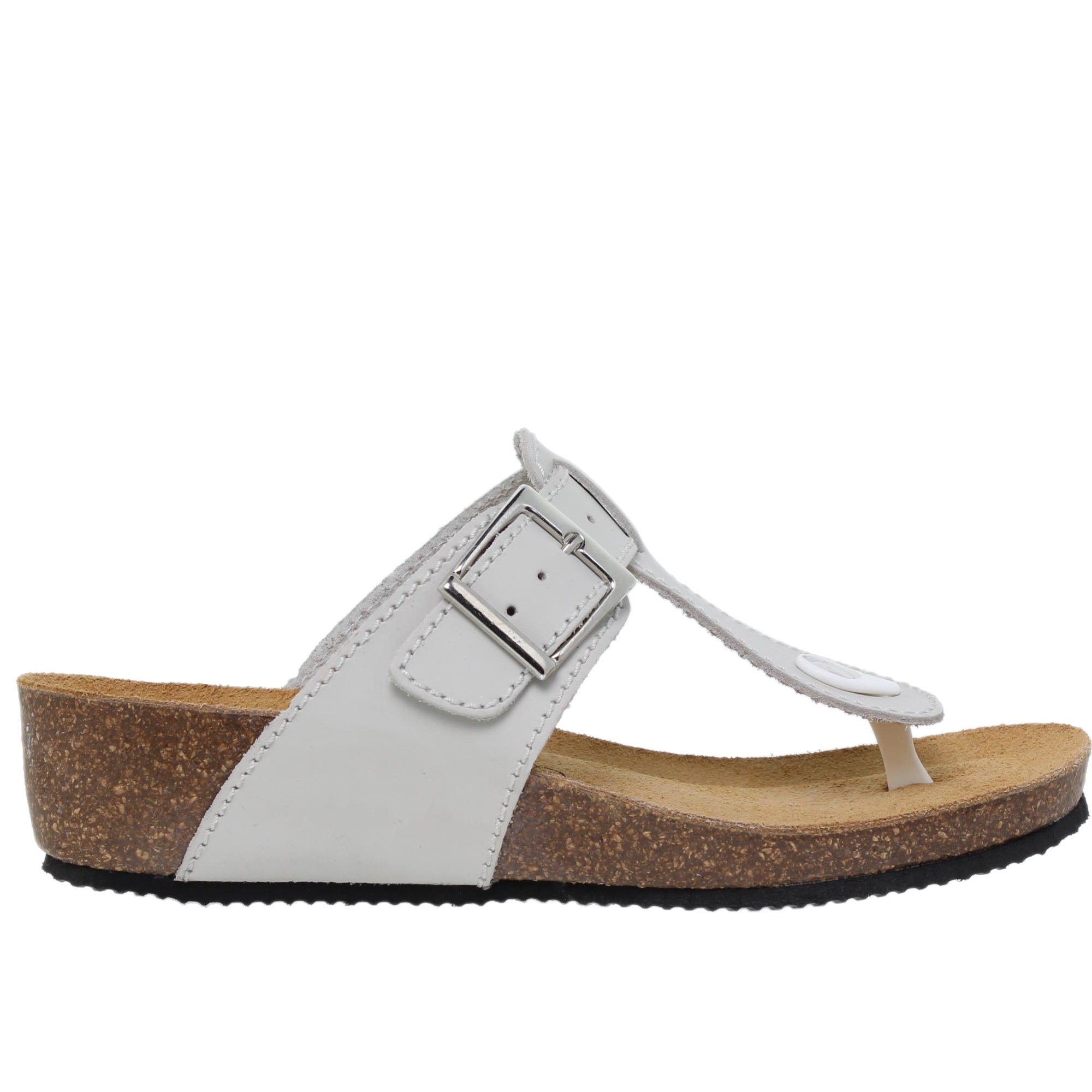 Sandalia cuña bio mujer piel blanco - Blusandal 714BLU