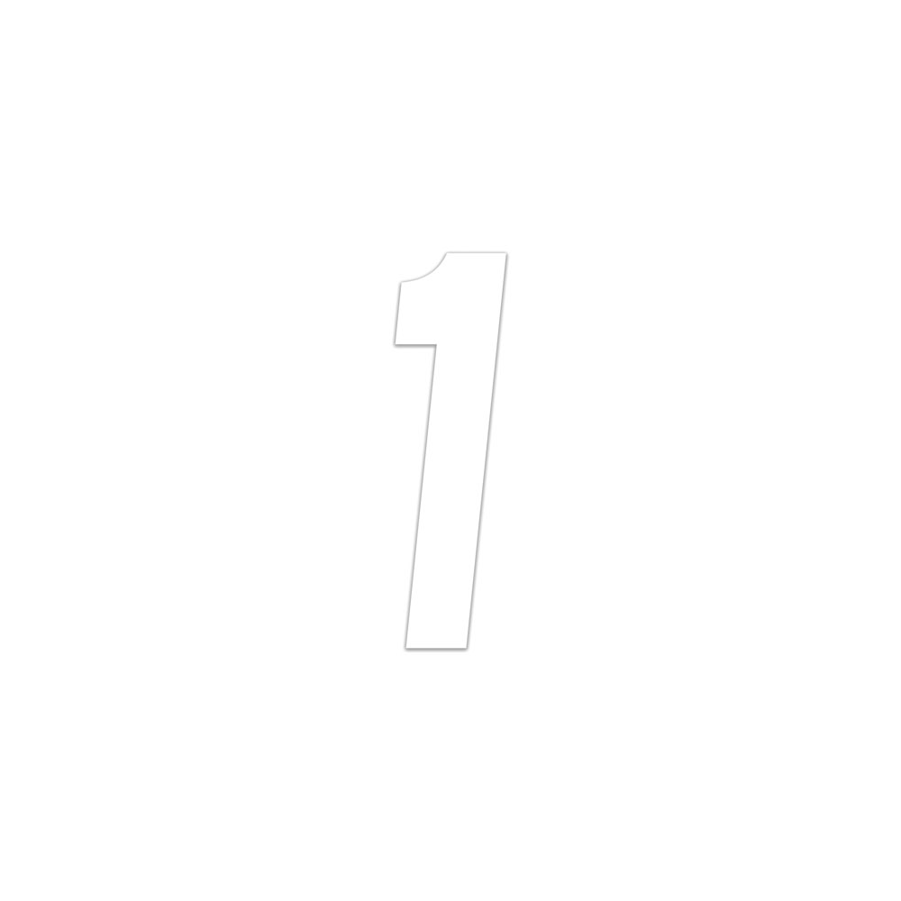 Pegatina Race Number para Moto Cross "1", Blanco 10 cm