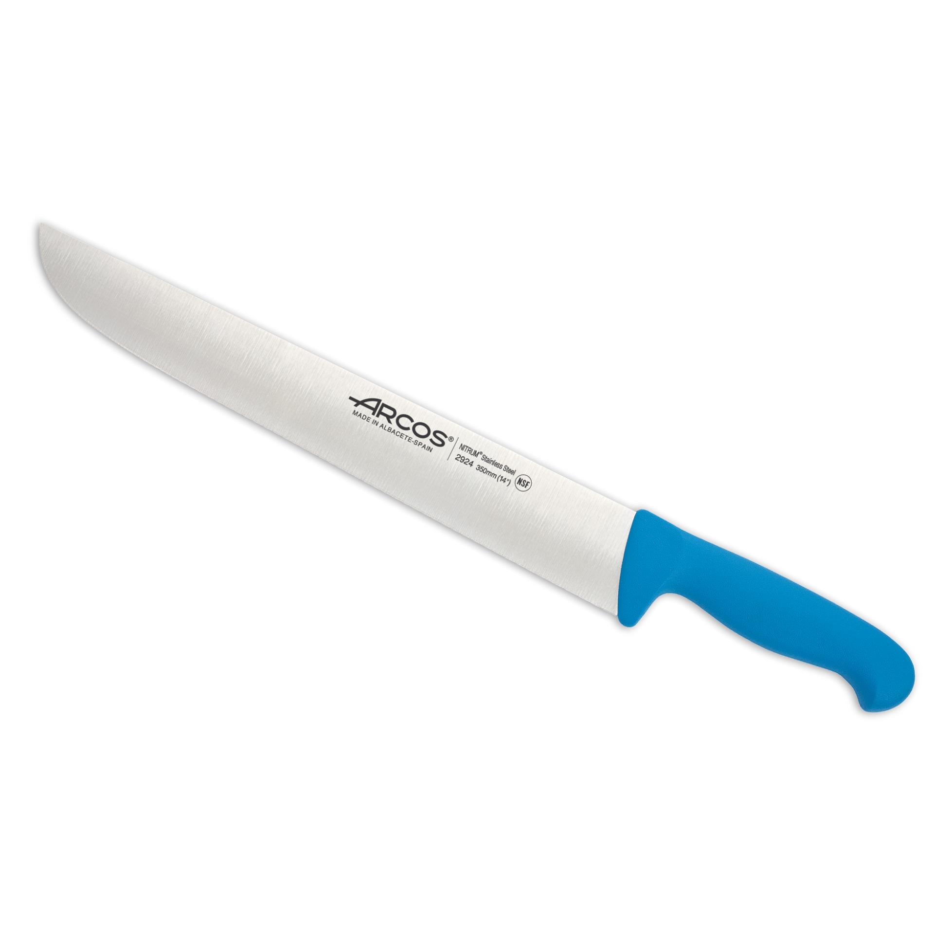 Arcos Cuchillo Cocinero Profesional - Hoja de Acero Inoxidable NITRUM 350 mm - Durabilidad y Corte Superior - Mango Polipropileno Azul - Serie 2900