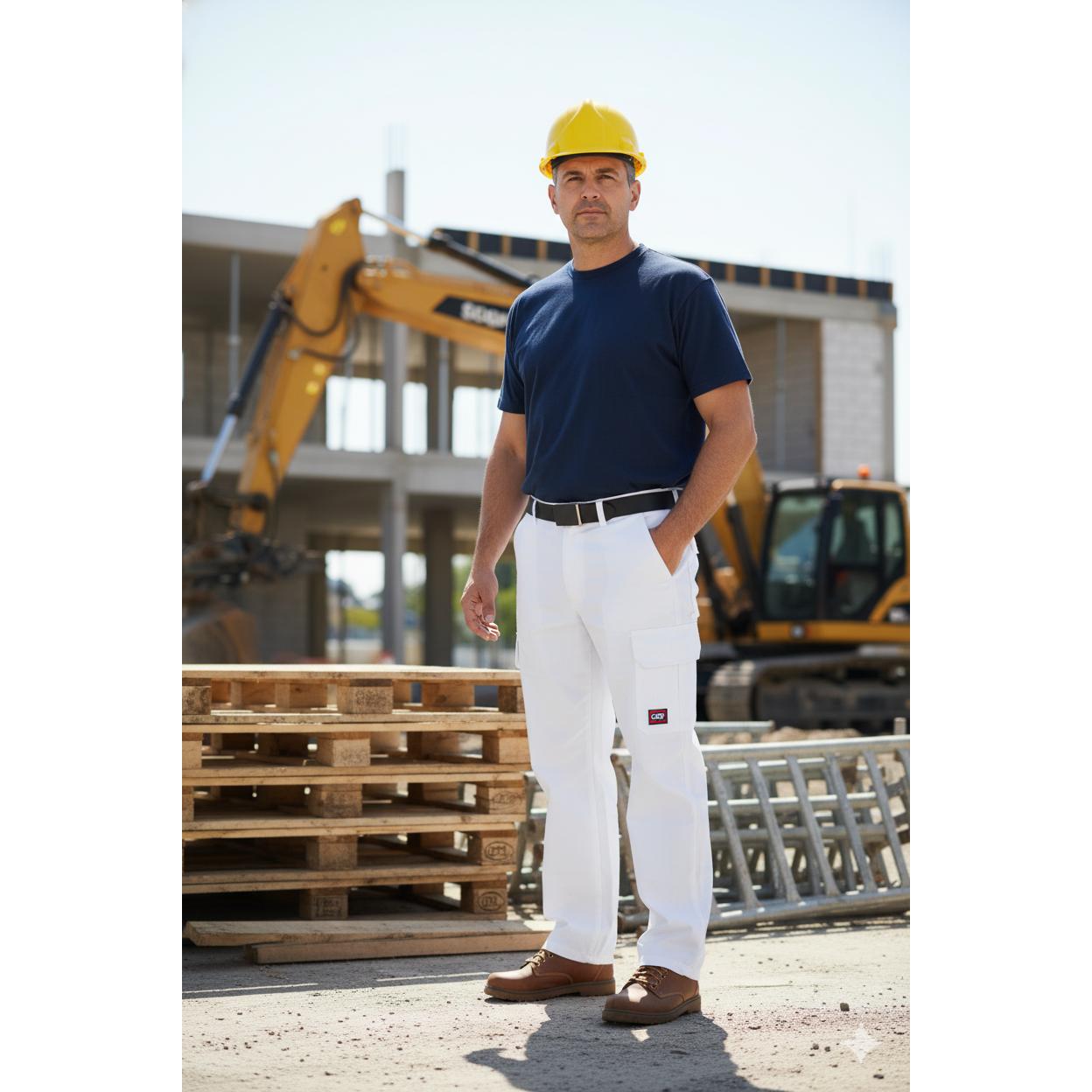 🔥 Pantalón de Trabajo CDR 11410 Blanco – Alta Comodidad, Resistencia y Estilo, Disponible en Variados Colores para Profesionales- Ficotton SL