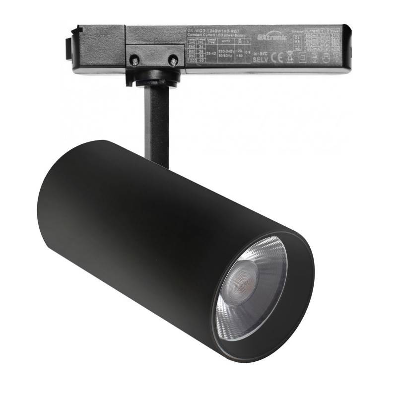 LEDBOX Foco carril Monofásico SAMOS, 40W-34W, negro, 24º-60º, UGR13, CCT, 3000-4000-6000K. Iluminación comercial Led, Iluminación de carril