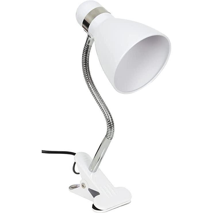 BEL AIR HOME - Flexo de escritorio con pinza Sicion - estilo clásico - metal blanco o negro - portalámparas E-27 - medidas de 28x27x11 cm - ideal para escritorio, mesa o estantería