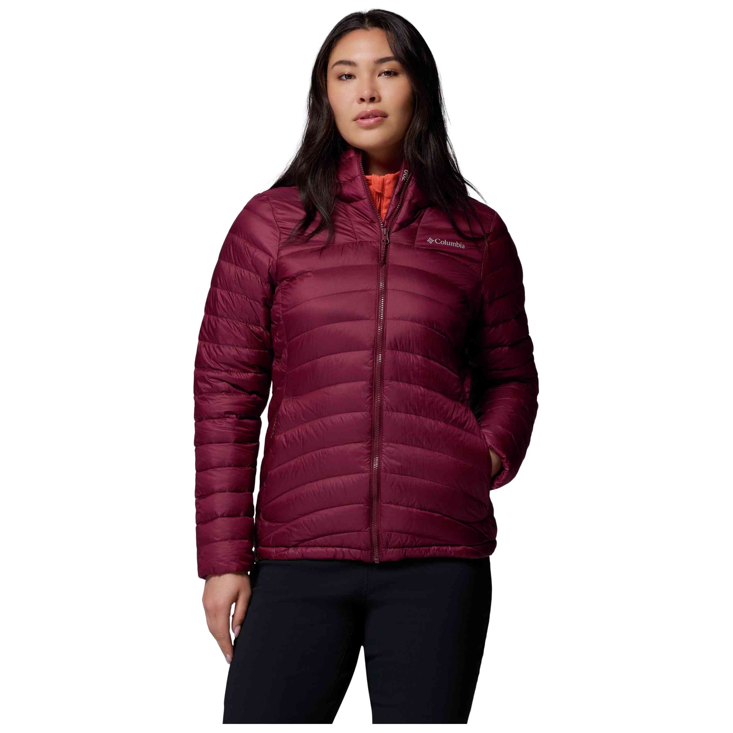 Chaqueta Columbia modelo Chaqueta con capucha Columbia Corelite Down rojo vino mujer para Mujer en color Rojo