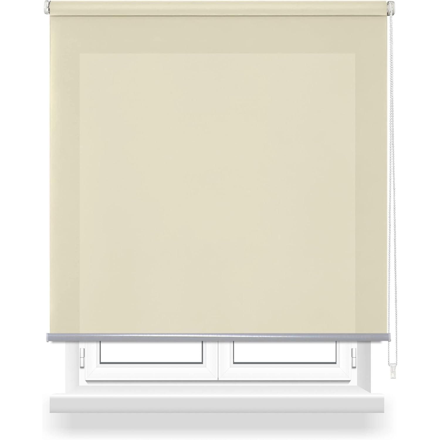 Estor Enrollable Translúcido Liso para Ventana, Fácil Instalación en Pared o Techo, Varios Tamaños y Colores - Ideal para Salón, Dormitorio y Oficina