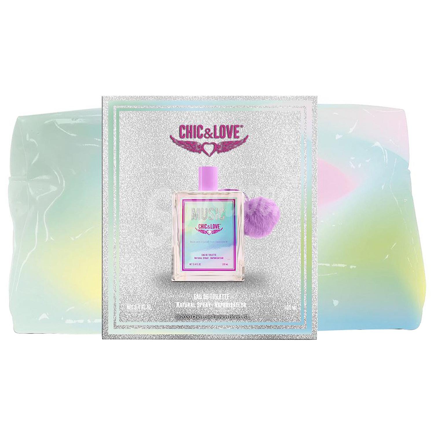 Nuvaria Eau de Toilette Music de Chic & Love de 100 ml con vaporizador, con neceser, para mujeres
