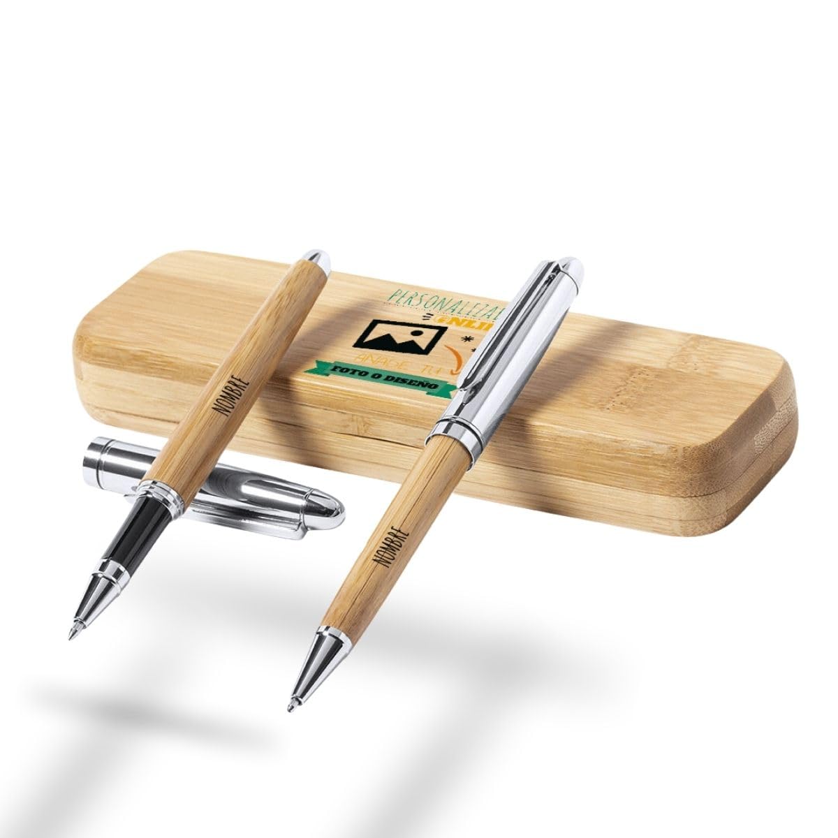 Estuche de Bolígrafos Personalizados de Bambú  Regalo Original  Graduación, Jubilación, Fin de Curso, Profesores  Día del Padre  DeRegaloos