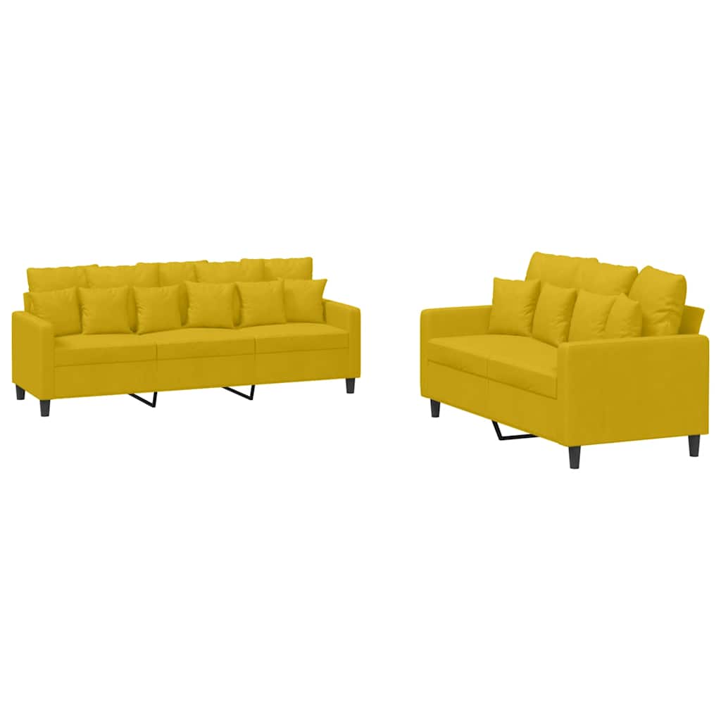 vidaXL Juego de sofás con cojines 2 piezas terciopelo amarillo