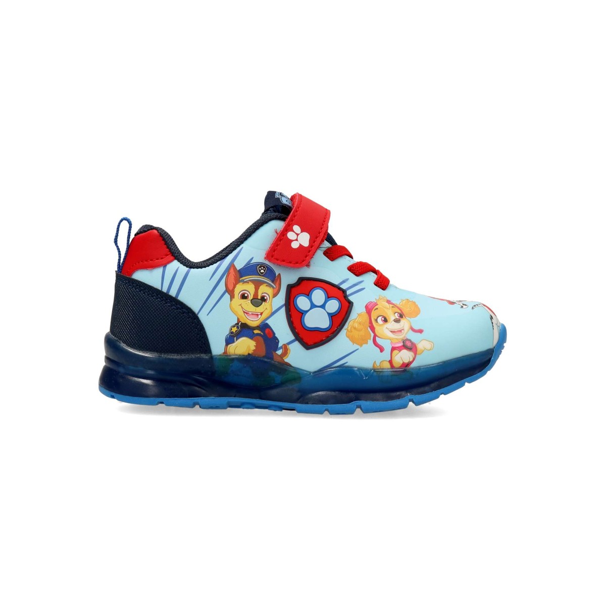 Patrulla Canina - Zapatillas deportivas infantiles con luces laterales, cierre adherente y cordón elástico, estilo casual celeste para niños