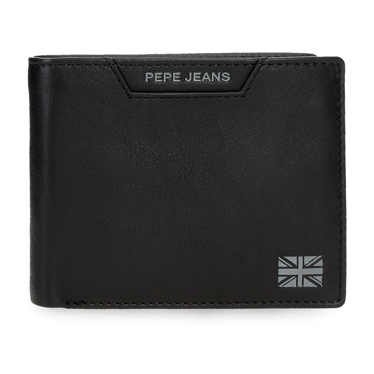 Billetero Pepe Jeans Indiana de Piel con Protección RFID, 9,5 x 12,5 cm, 6 Ranuras para Tarjetas y Monedero con Cierre