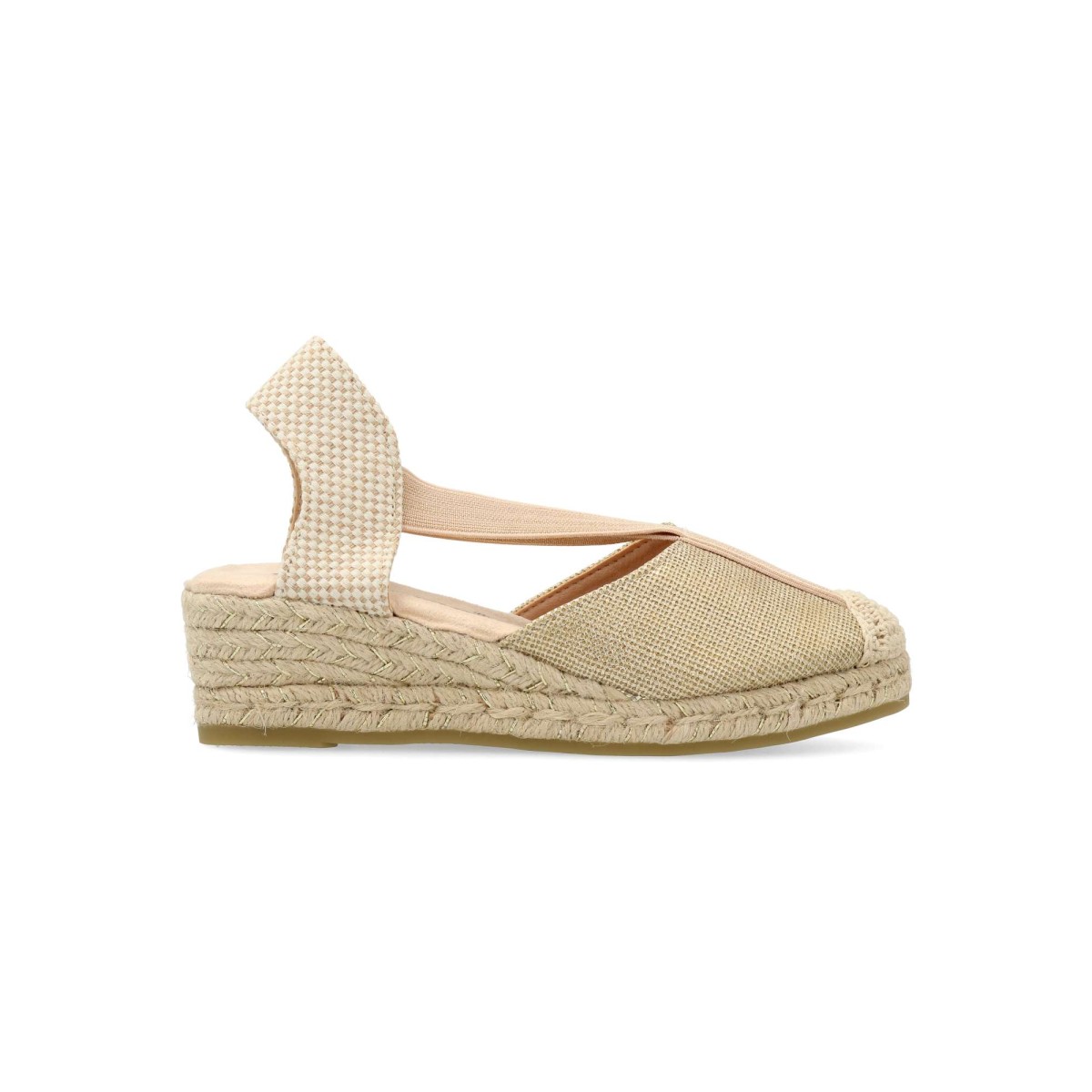 AMARPIES - Sandalia alpargata elásticos mujer modelo Amarpies, cómoda con suela de yute sobre goma y planta acolchada, 5 cm de cuña