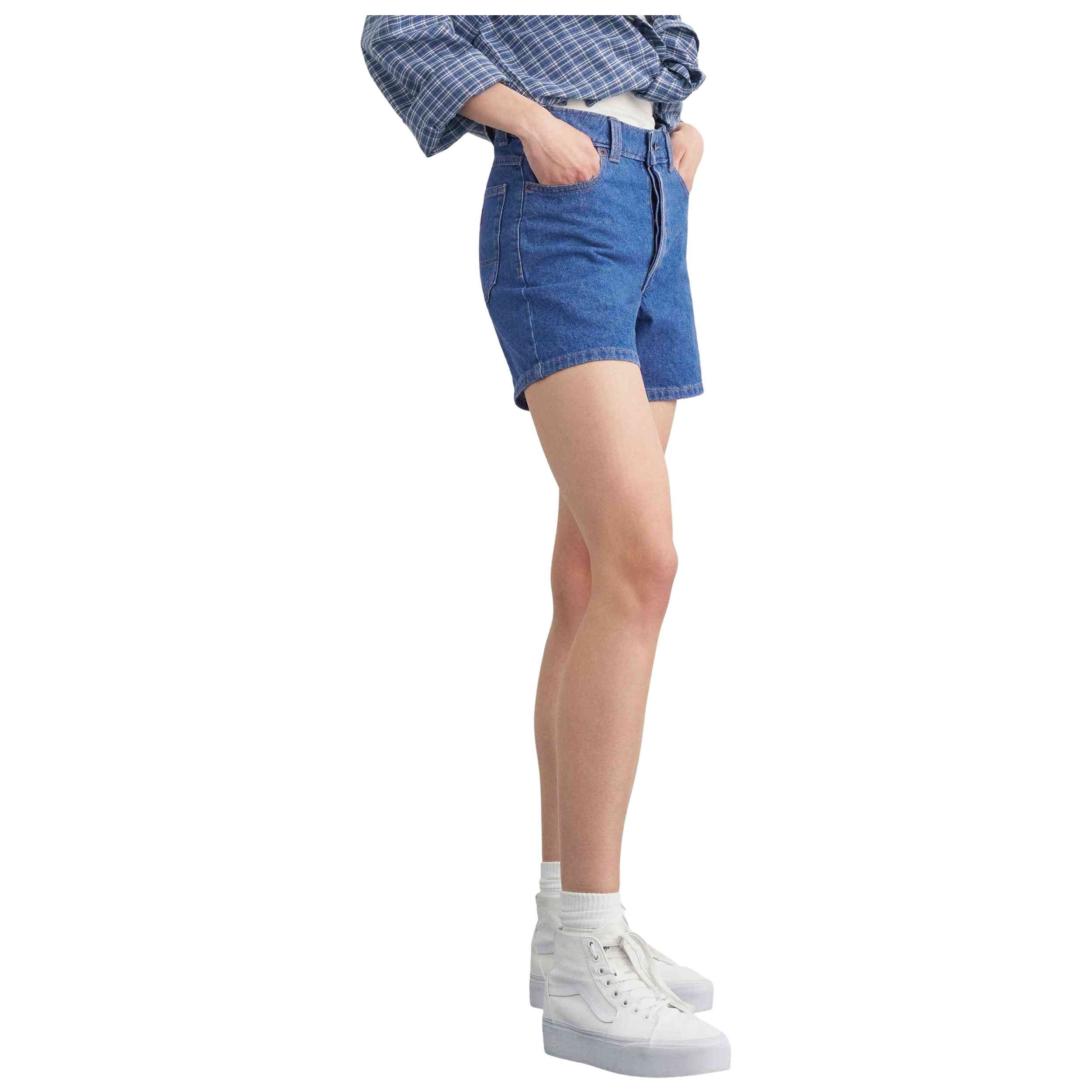 Pantalon Corto Dickies modelo 984 5 Inch High Waist Jean Shorts para Mujer en color Azul