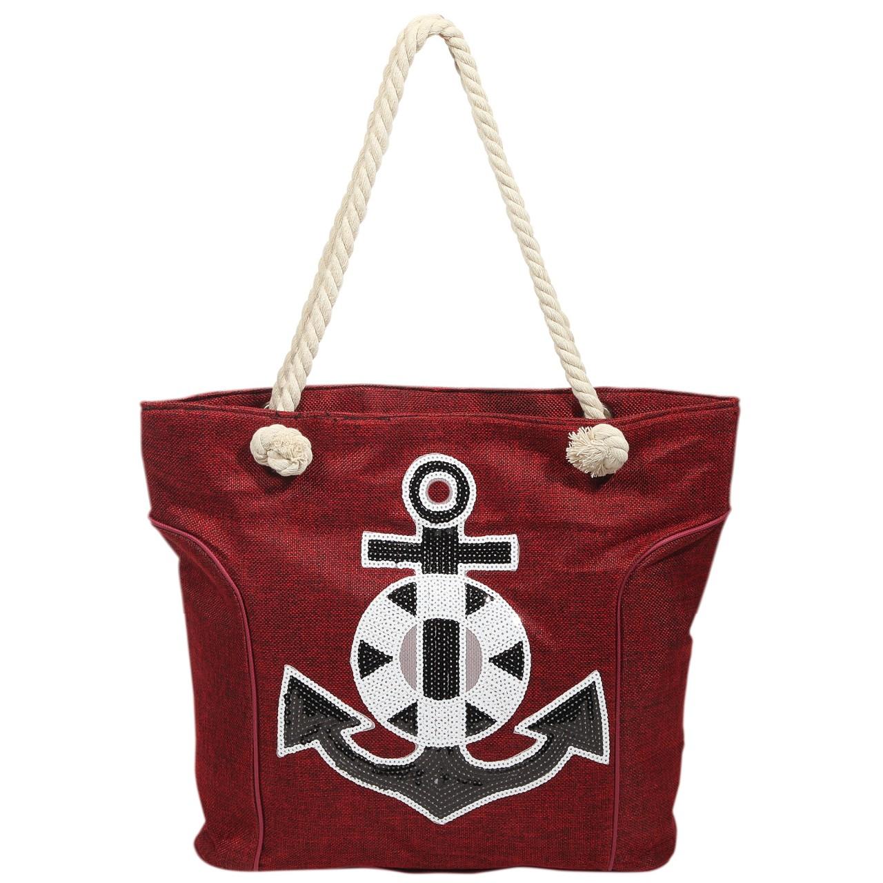 Mestre Artesão® Bolsa de Praia Âncora Vermelha - 0002