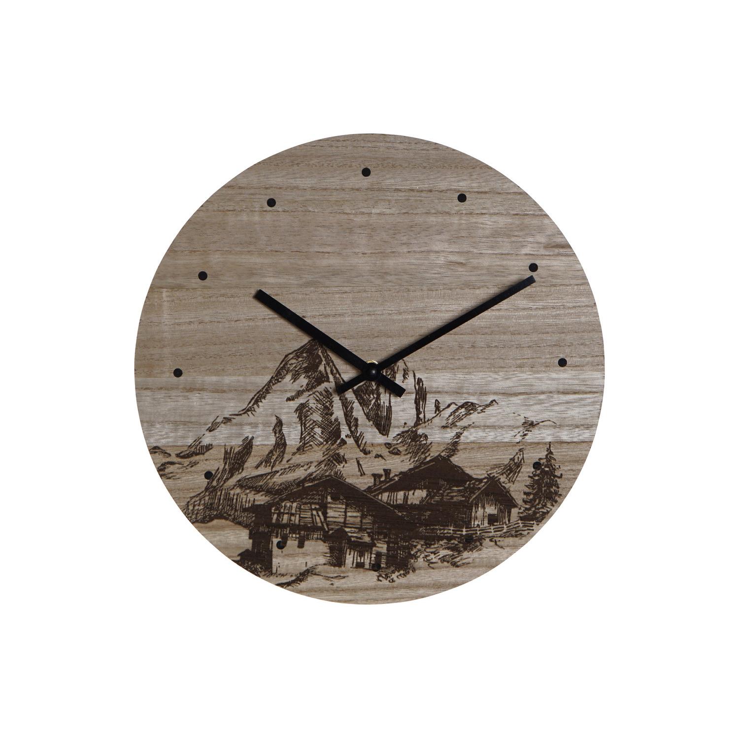 RELOJ PARED MDF 30X30X1,5 MONTAÑA NEGRO LC175971