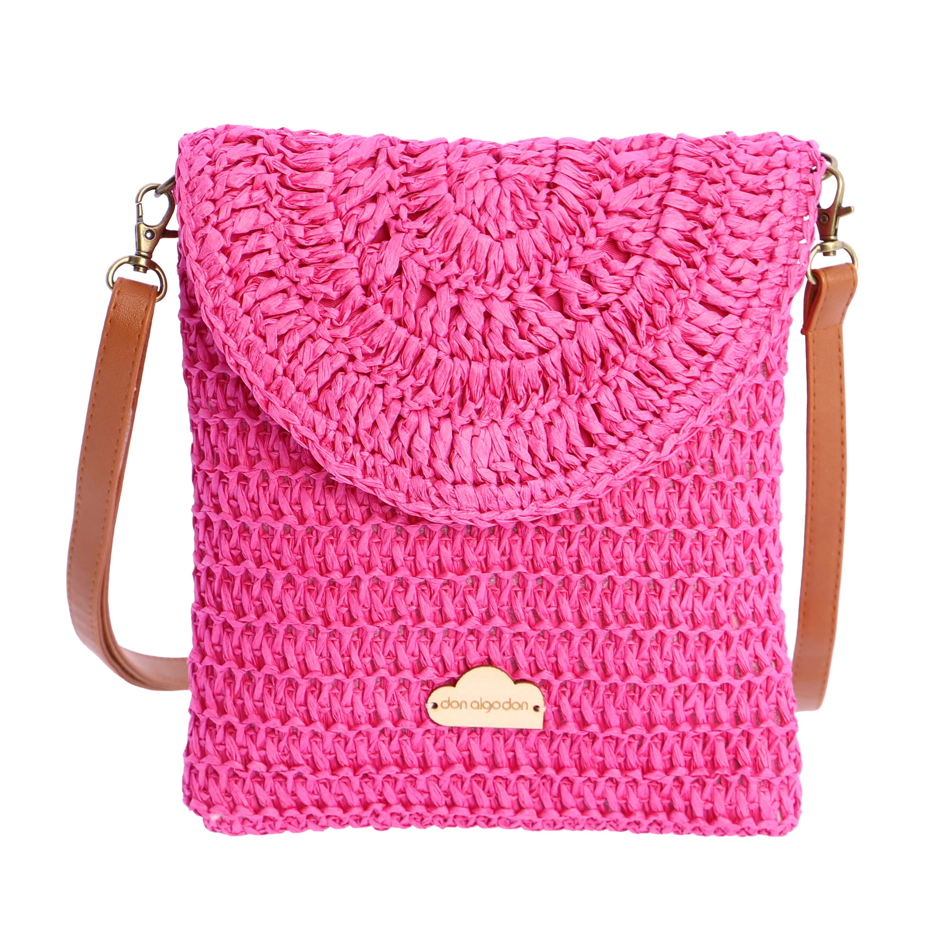 Bolso bandolera para mujer DON ALGODON Evora de rafia con cremallera