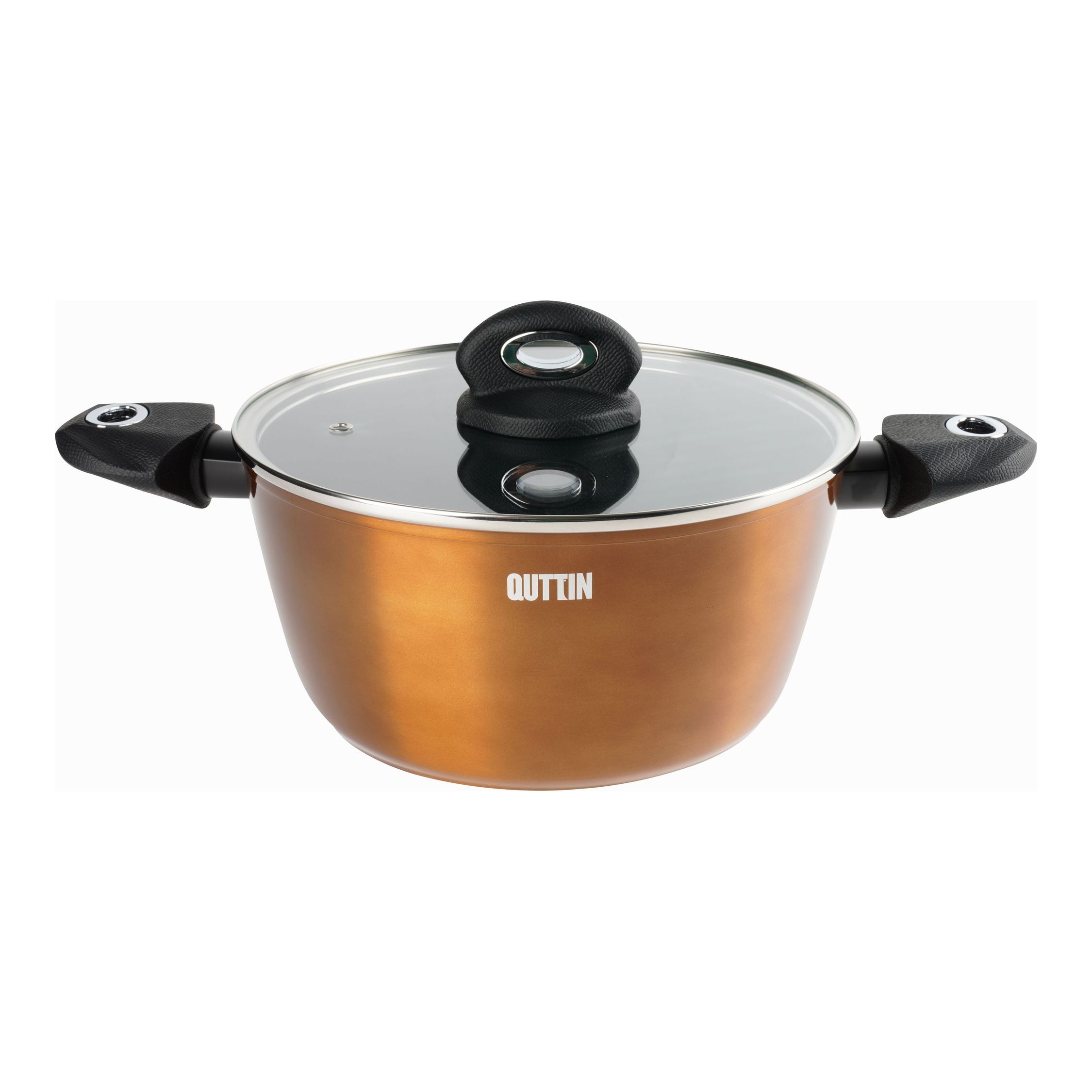 QUTTIN - Cacerola Foodie 24CM con Tapa de Aluminio Forjado (Apta para Todo Tipo de Cocinas) - Resistente, Antiadherente y Ergonómica | Amystyle