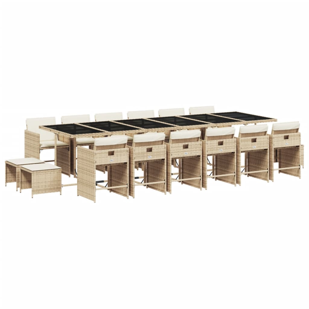 vidaXL Set comedor de jardín 17 pzas con cojines ratán sintético beige