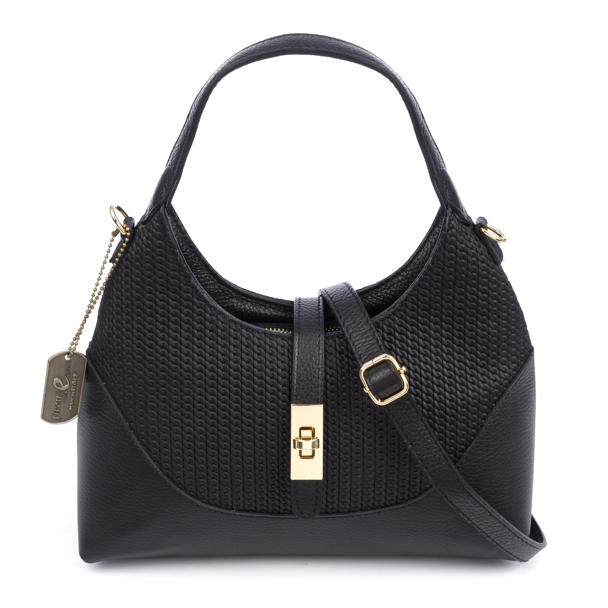 FIRENZE ARTEGIANI Belgioioso Bolso de hombro Mujer. Piel auténtica Dollaro Fabricado en Italia 29x12,5x16 Cm.