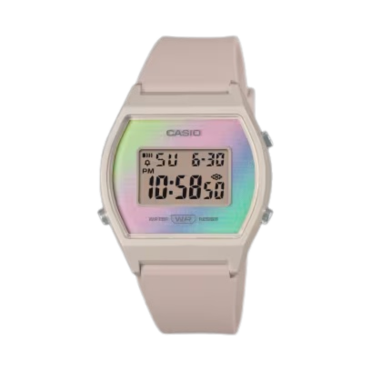 Reloj Casio para mujer digital rosado con esfera multicolor