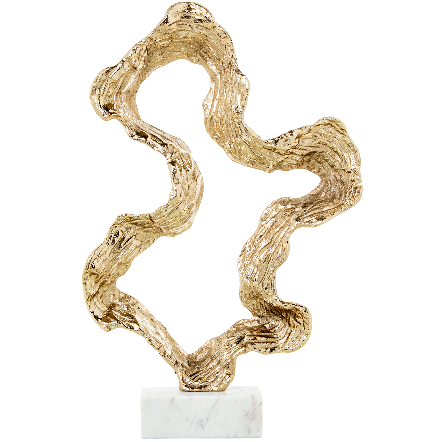 Escultura decorativa aluminio con base mármol, color plateado, medidas 37x7, 5x56 cm Fijalo