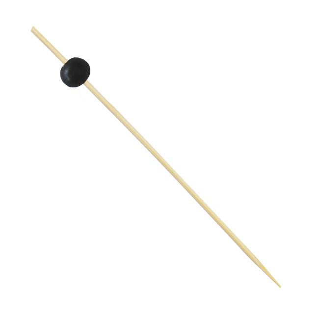 MONOUSO | Pinchos de Bambú Decorado "Big Ball" Negro 12,5cm en caja (100 Uds)