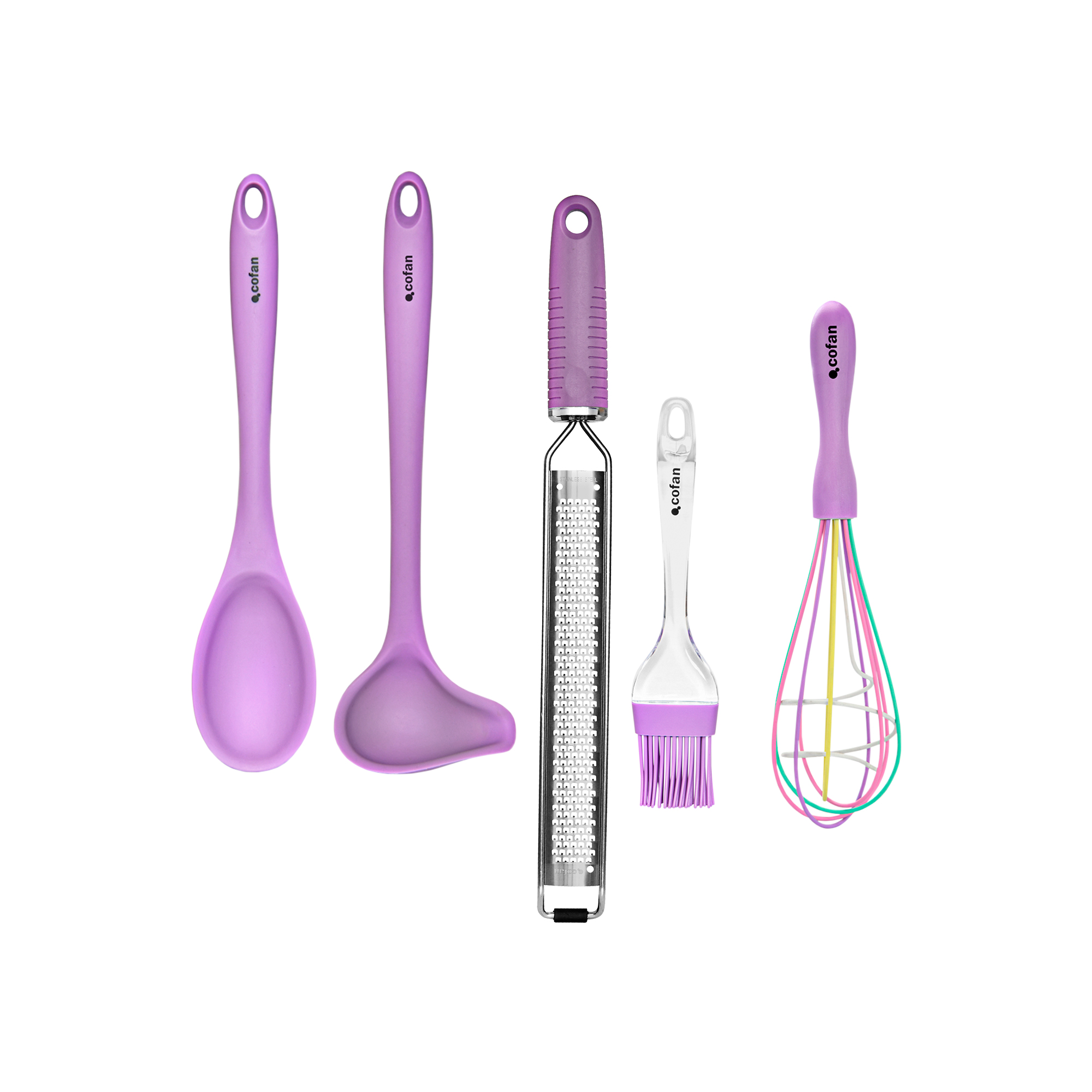 Cofan Pack de 6 utensilios para Repostería | Utensilios de cocina en color morado | Gama Vergini