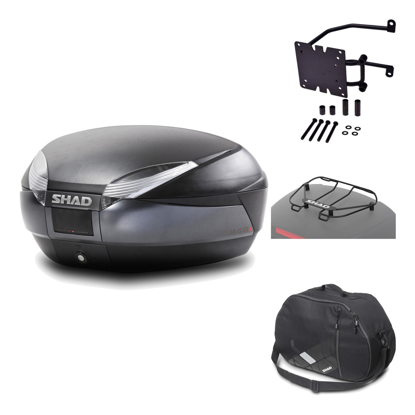 Baul Trasero + Herraje Montaje + Accesorios Sh48 Dark Grey Premium KIT-189832