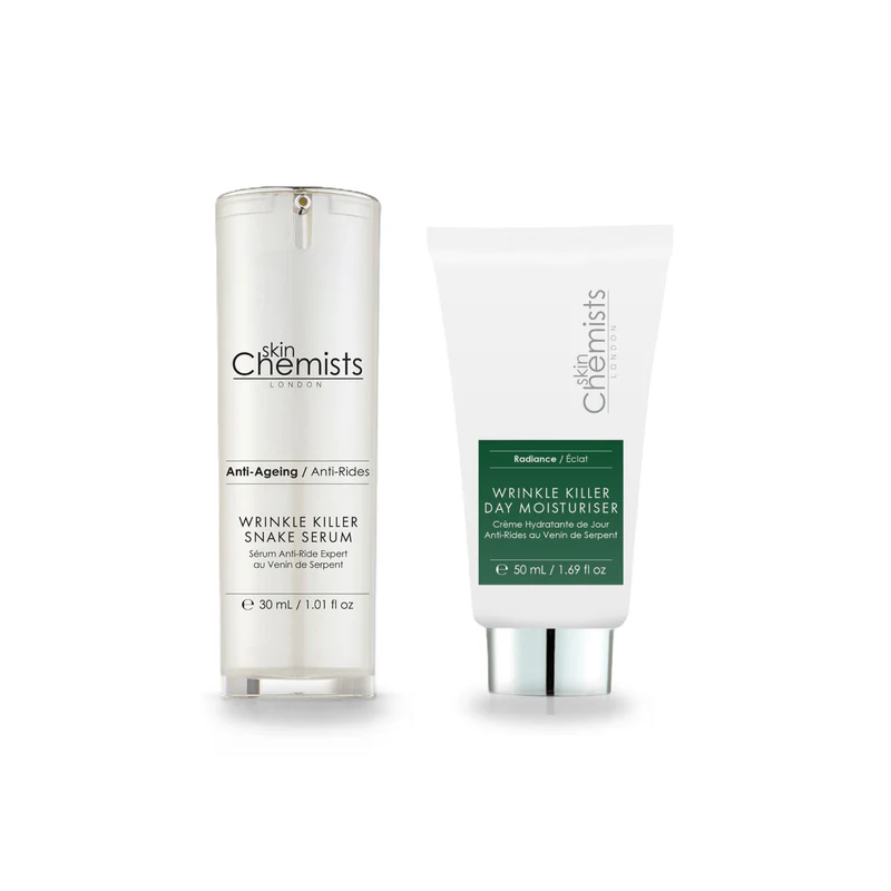 skinChemists Set de Regalo para Mujer – Hidratante Wrinkle Killer – Sérum y Hidratante de Día con Péptido Syn-Ake, Hidratante y Antiedad para Piel Madura