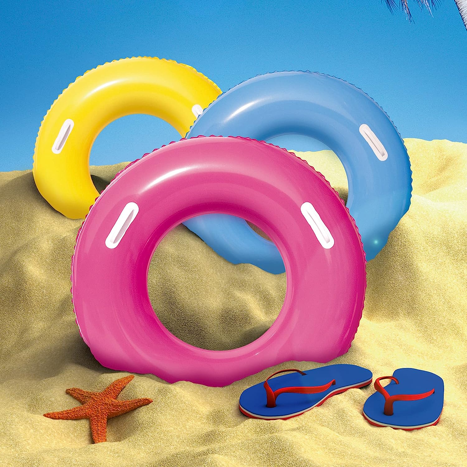 Bestway Flotadores Inflables de Piscina para Niños y Adultos Tubo de Anillo de Natación Fiesta de Playa Verano Piscina Playa - Color Aleatorio