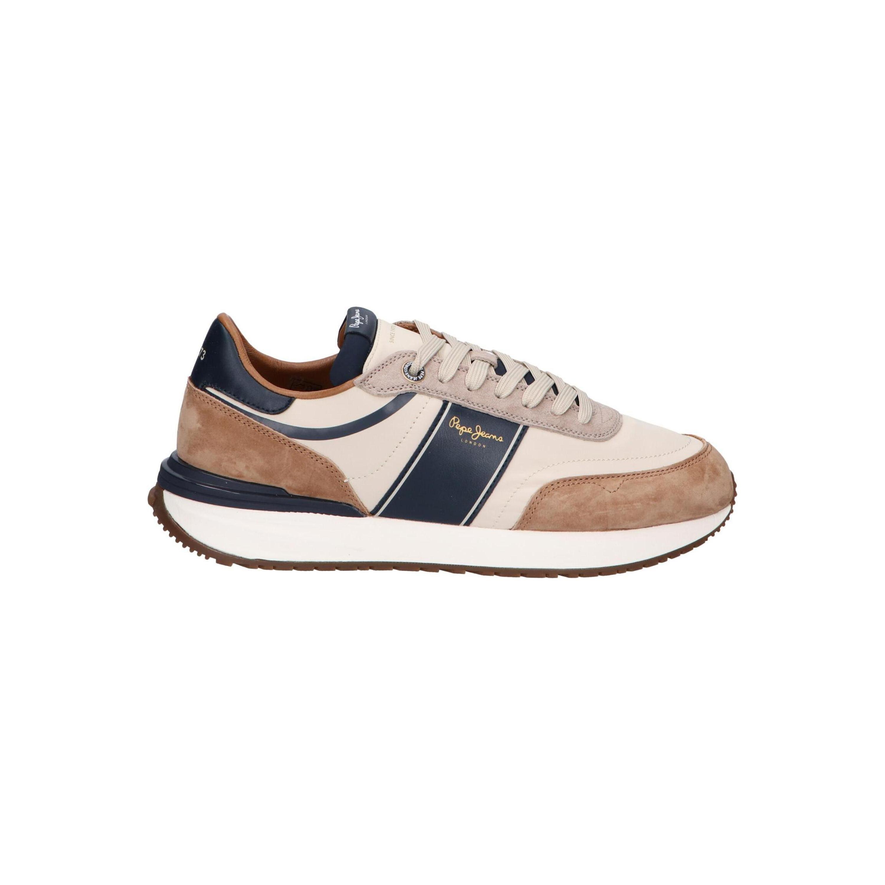 Pepe Jeans multicolor men's sneakers made of leather with textile lining, lace-up closure, and rubber sole for breathable comfort, perfect for casual wear and outdoor activities, ideal men's footwear for stylish versatility.