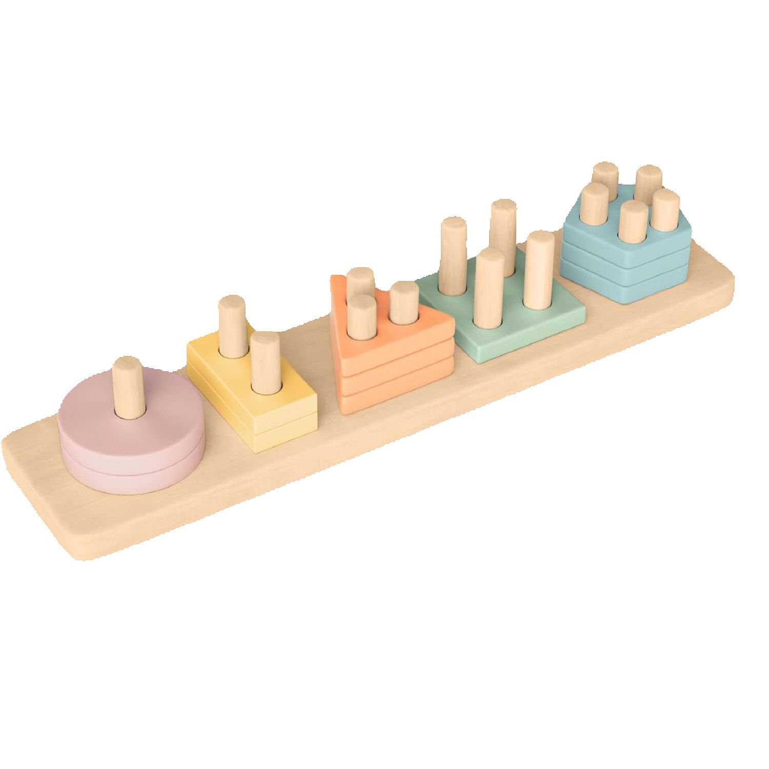 Juguete de Madera Apilamiento y Clasificación – Juego Educativo Infantil con Piezas de Colores Pastel para Aprender Formas, Números y Coordinación – Actividades Sensoriales para Bebés y Niños 1 2 3 Años