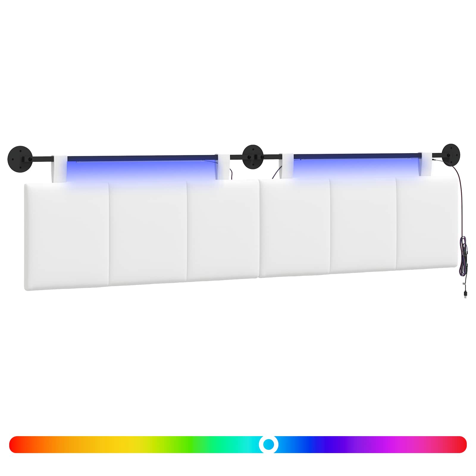 vidaXL Cabecero colgante Con luz LED  Tela 210 x 55 x 5 cm Multicolor