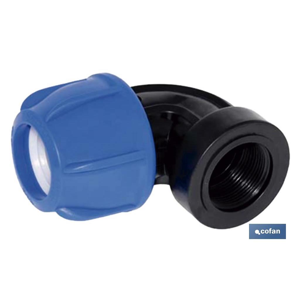 COFAN - Codo 90° Rosca Hembra  Diferentes medidas de Diámetro