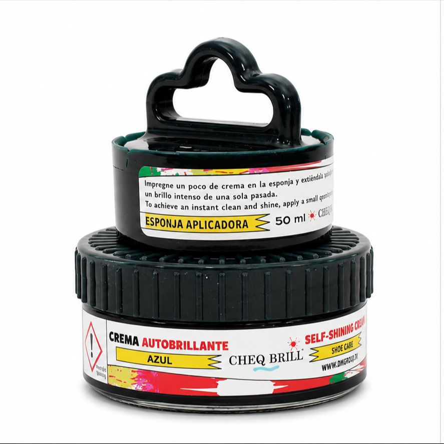 Crema Autobrillante para Calzado y Cuero CHEQ BRILL 50 ml | Limpia, Nutre y Da Brillo Inmediato | Crema para Zapatos, Piel y Cuero Sintético | Esponja Aplicadora | Varios Colores