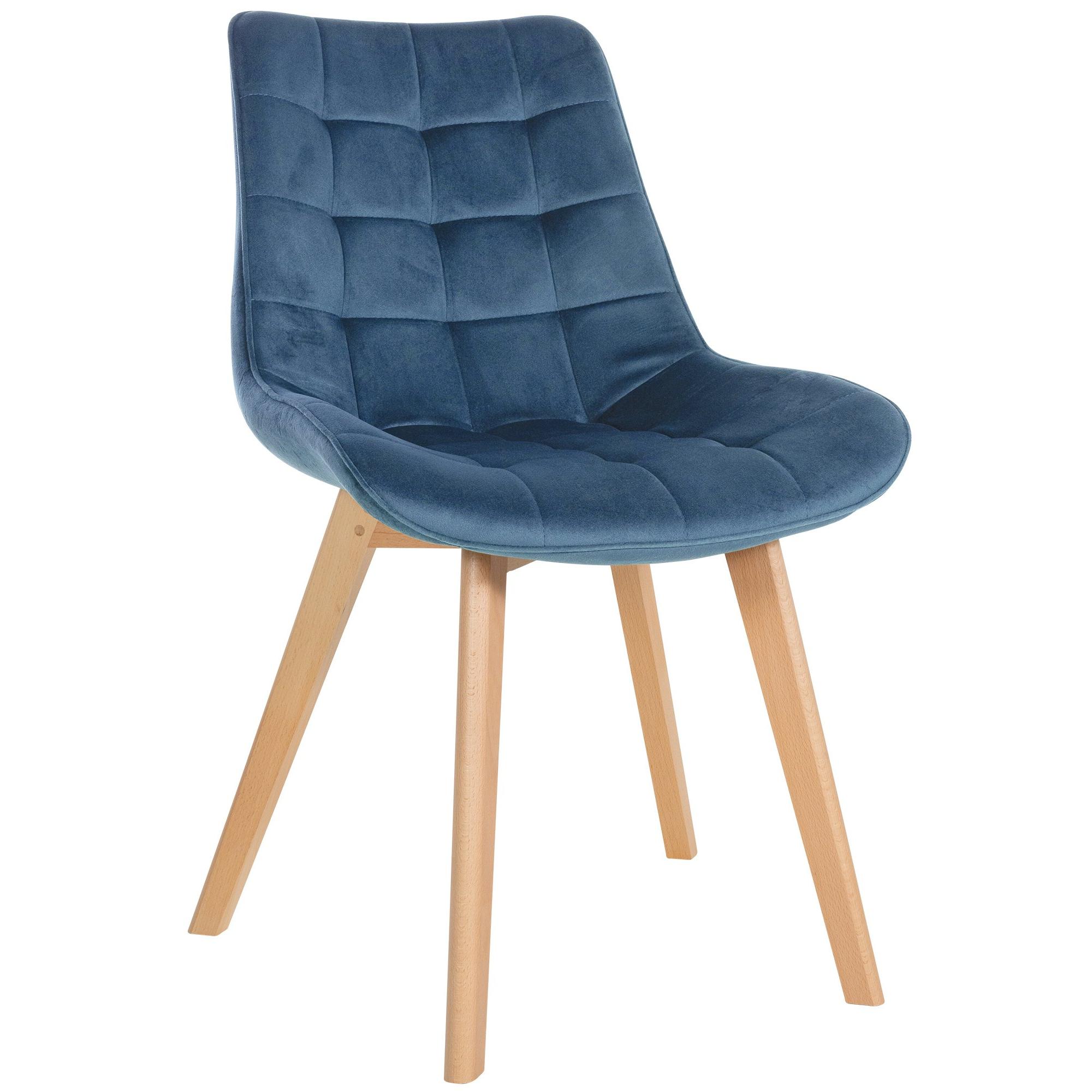 Silla de comedor Brook en terciopelo Azul
