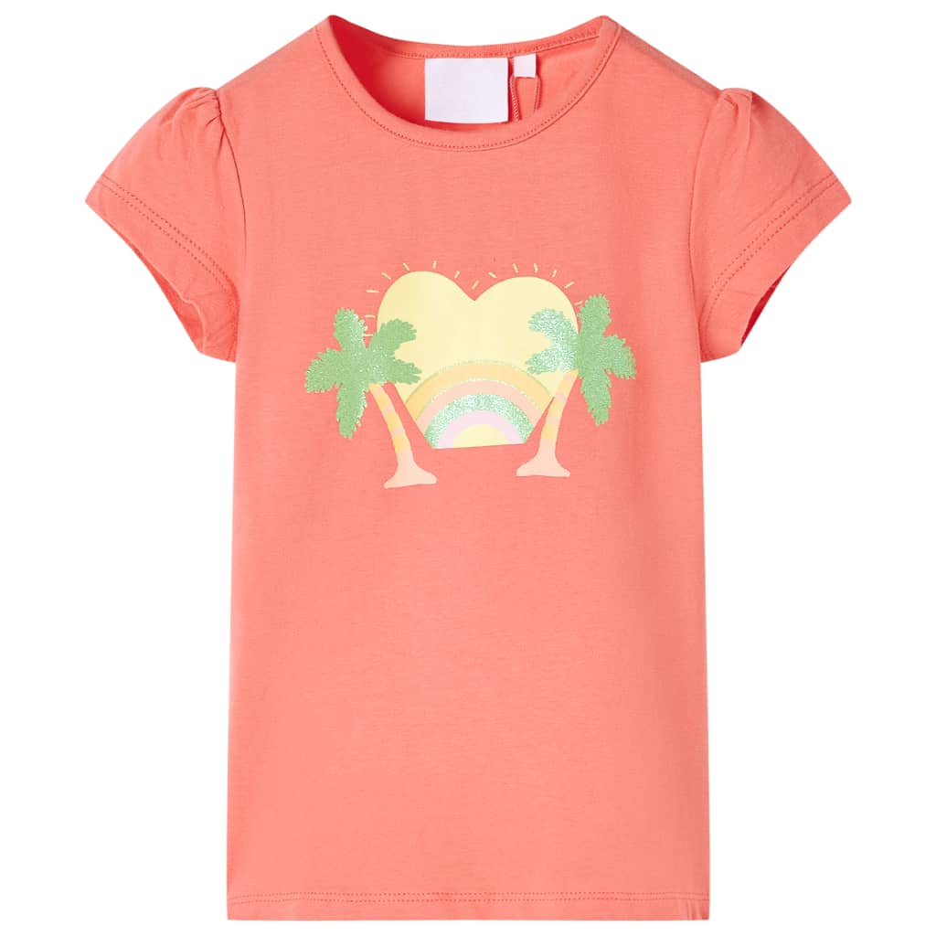 Camiseta infantil verde claro 116 en color Menta/Coral/Rosa