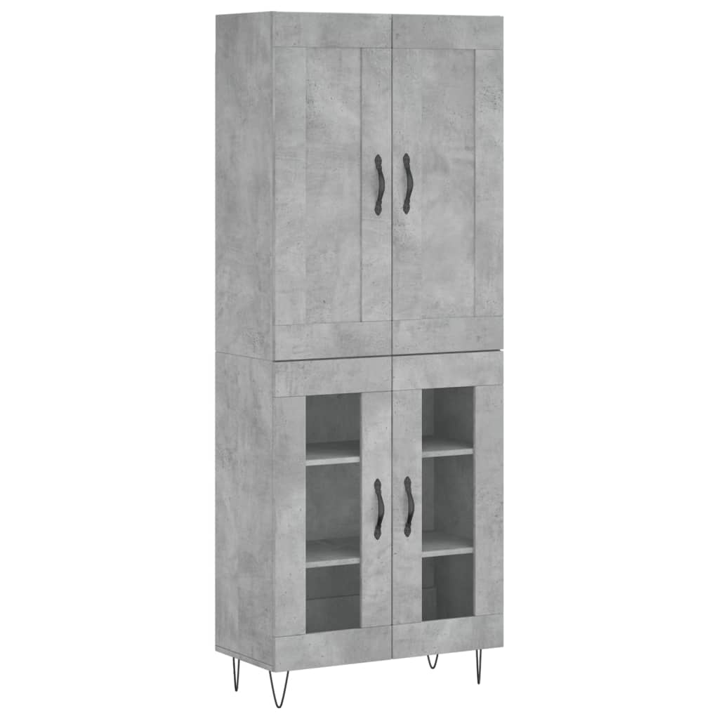 vidaXL Aparador alto madera contrachapada gris hormigón 69,5x34x180 cm